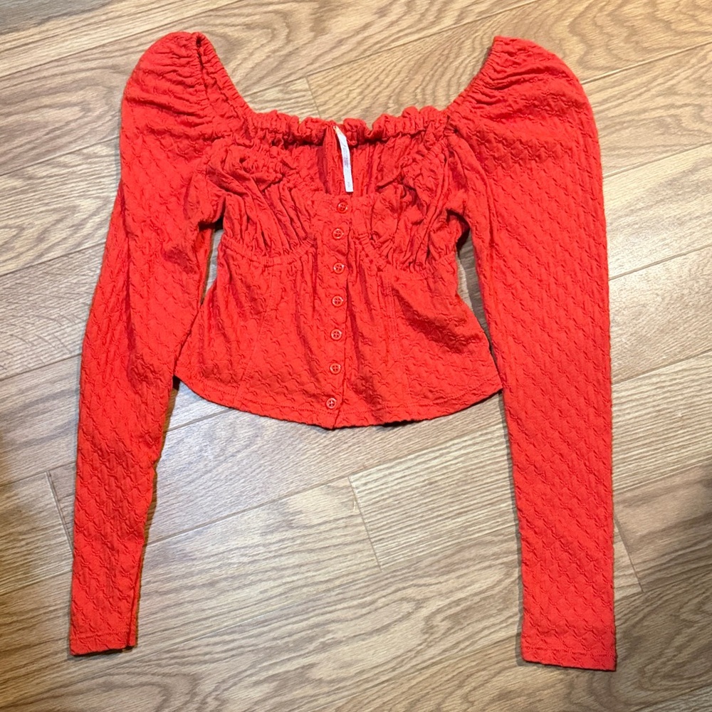 Free People Scarlet Textured Blouse
